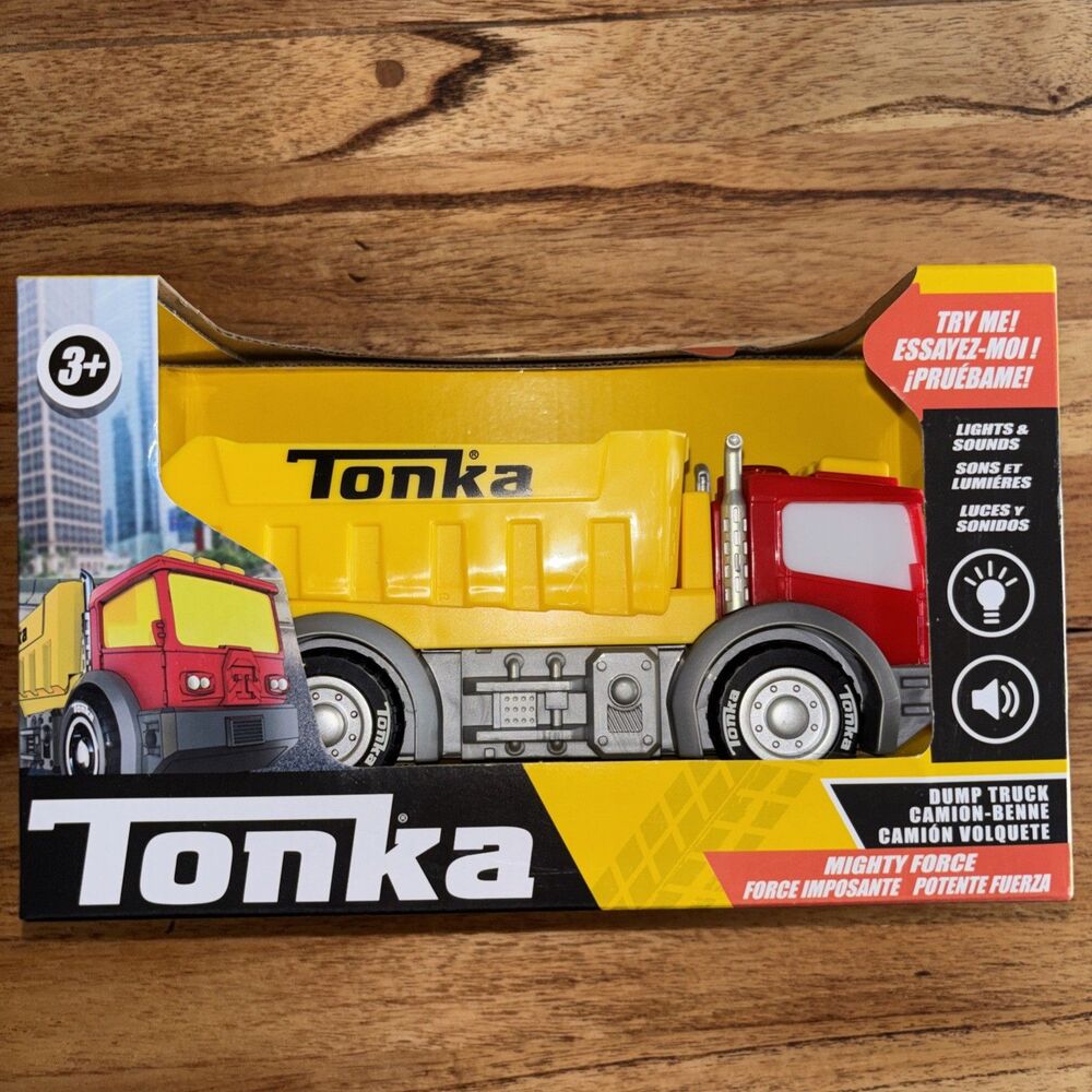 Tonka 7" Mighty Force Red & Yellow Dump Truck LIGHTS & SOUNDS NEW